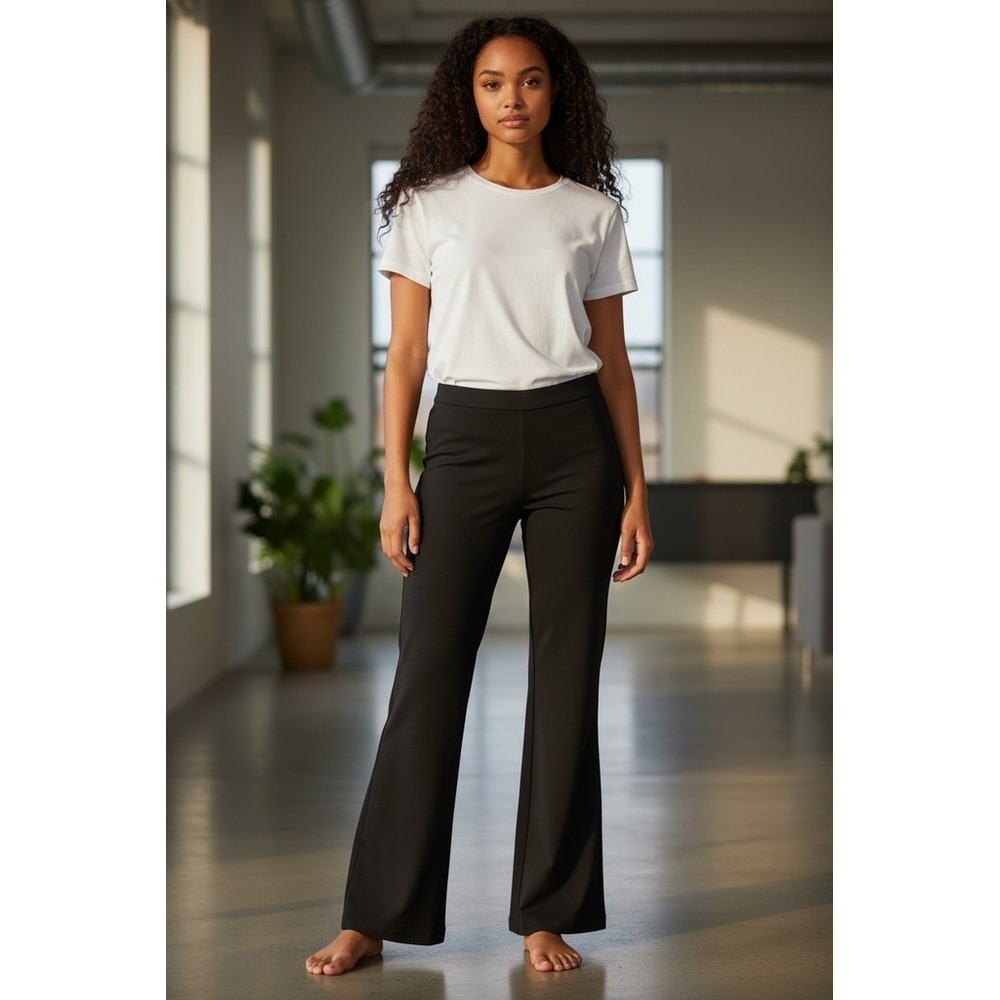 Eddie Bauer Dress Pants Womens Size 6 Black Bootcut Stretch Pull-On preppy sleek